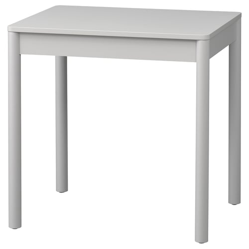 Ett KJELLERIK skrivbord i vitt med en enkel modern design, med fyra ben som stöder en fyrkantig skiva, perfekt för små utrymmen.