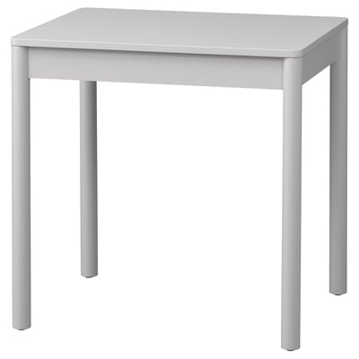 Ett KJELLERIK skrivbord i vitt med en enkel modern design, med fyra ben som stöder en fyrkantig skiva, perfekt för små utrymmen.