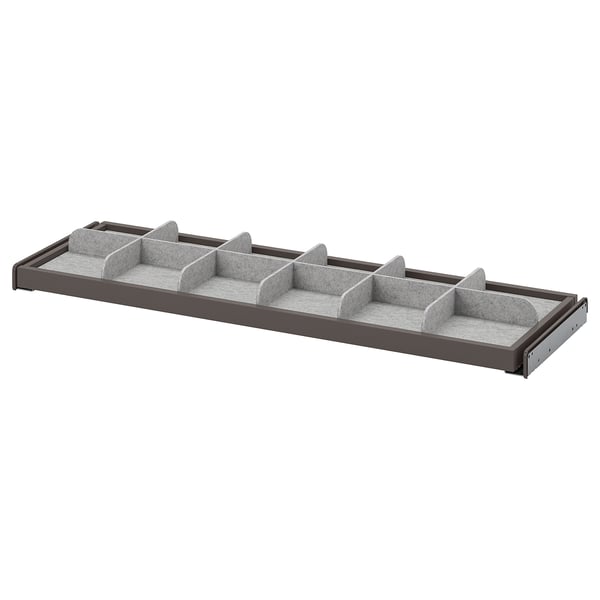 KOMPLEMENT Utdragbart hyllplan med avdelare - mörkgrå/ljusgrå 100x35 cm