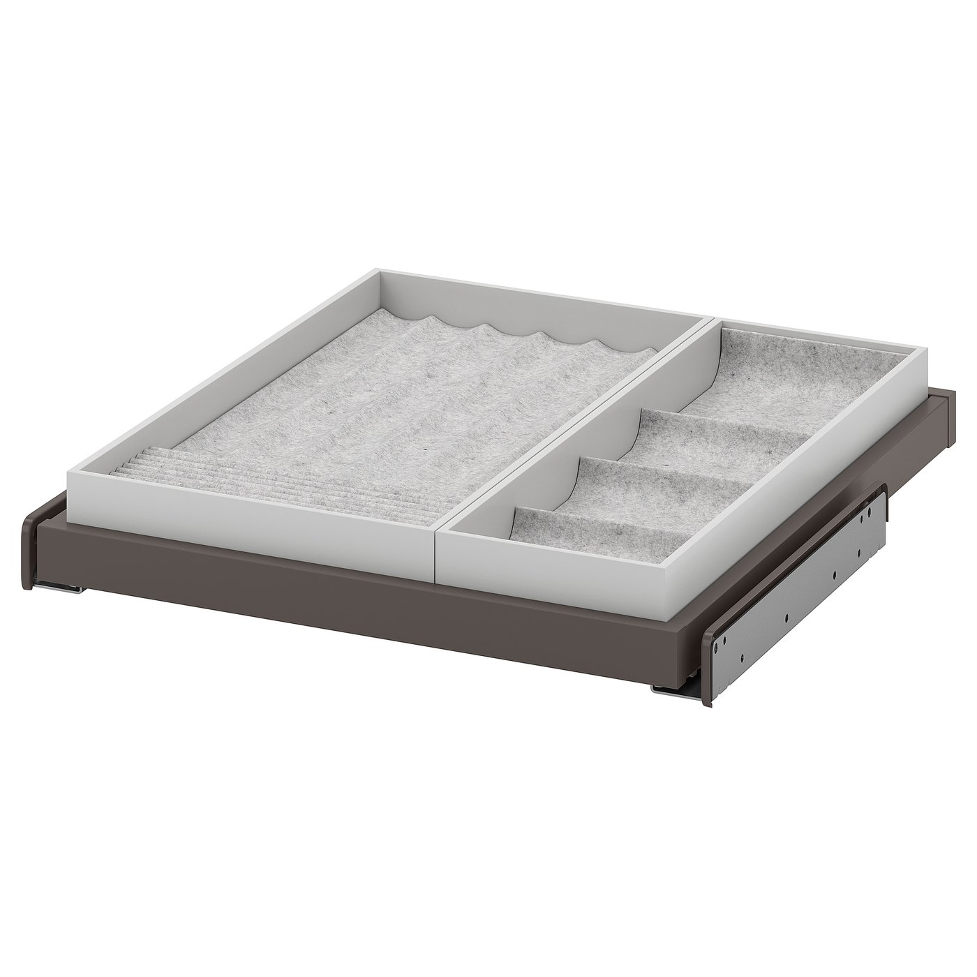 IKEA KOMPLEMENT utdragbart hyllplan med insats, mörkgrå/ljusgrå, 50x58 cm