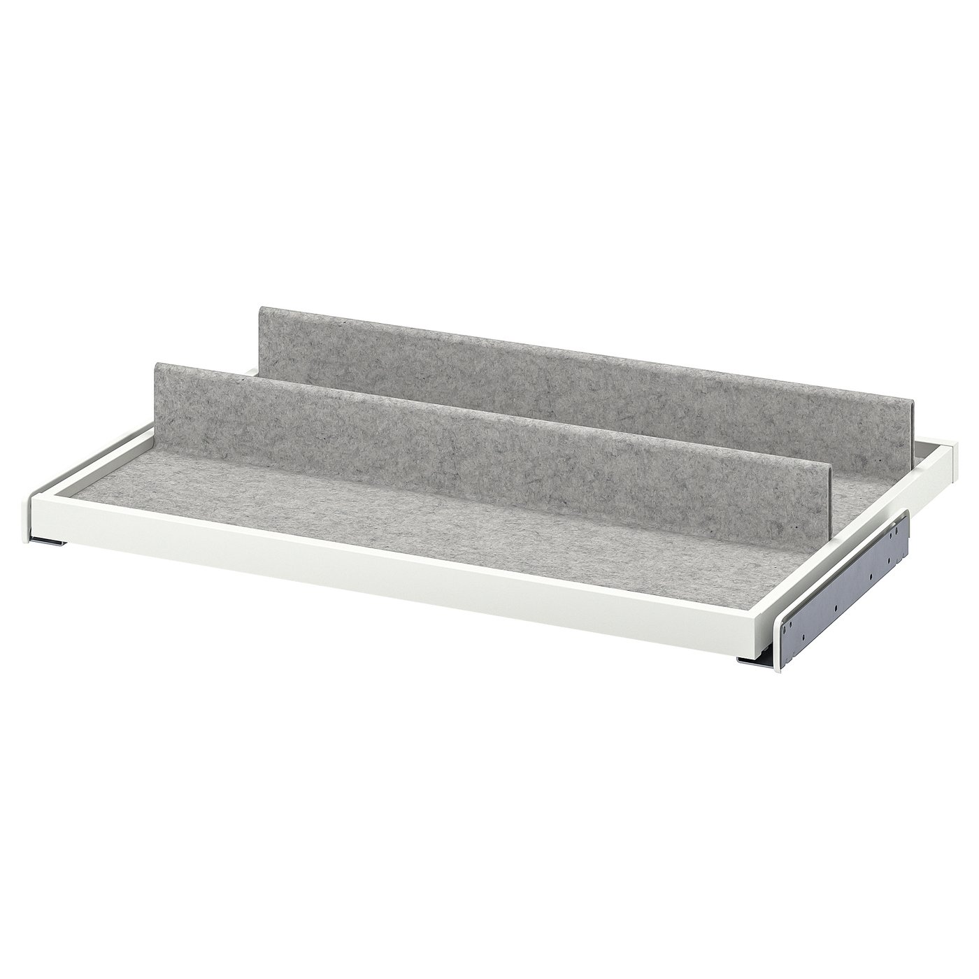 IKEA KOMPLEMENT utdragbart hyllplan med skoinsats, vit/ljusgrå, 75x58 cm