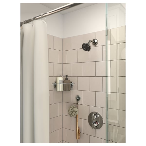 KROKFJORDEN Hörnhylla med sugpropp, zinkpläterad, 20x11 cm