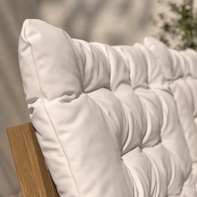 KUDDARNA beige utomhuskudde, rektangulär med diamantmönster, hållbar återvunnen polyester.