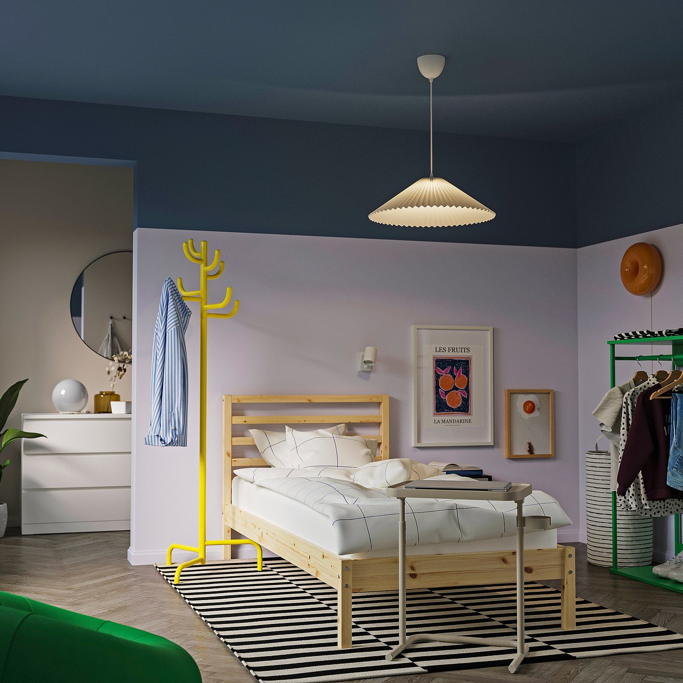 IKEA KUDDLAVA / HAVSDJUP taklampa, plisserad vit, 59 cm