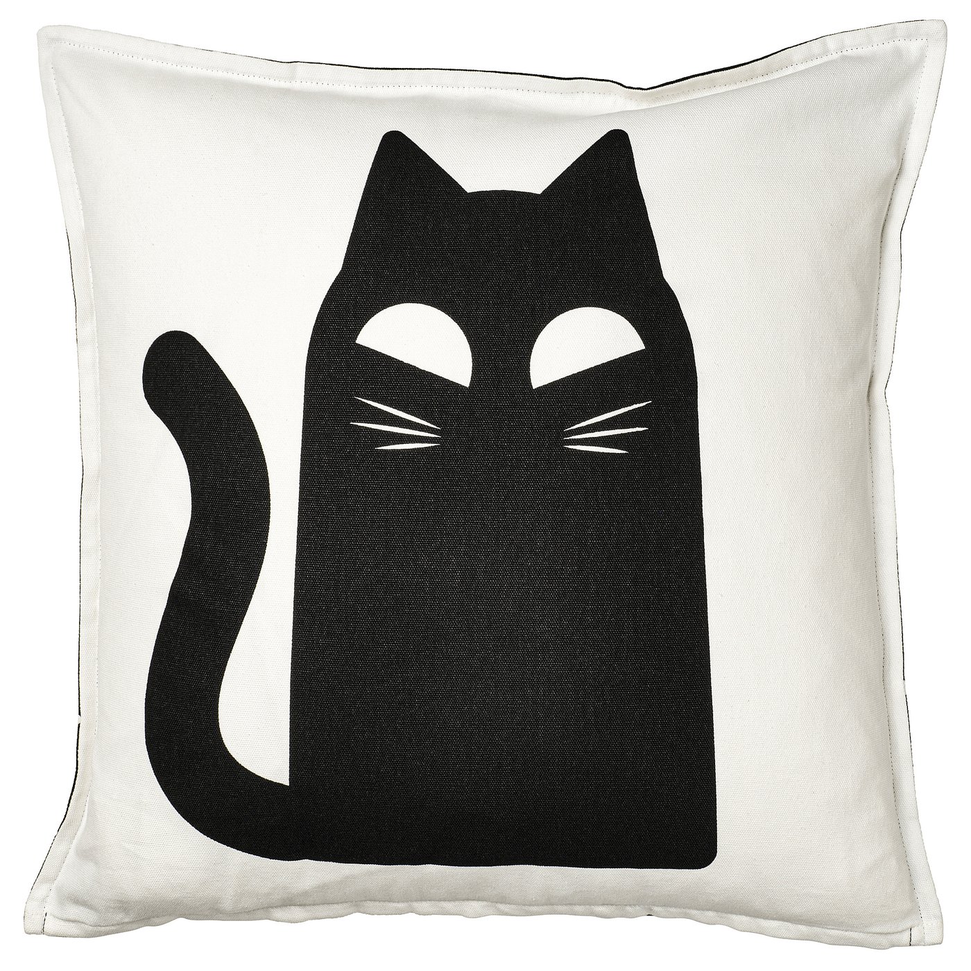 IKEA KUSTFYR kuddfodral, kattmönster vit/svart, 50x50 cm