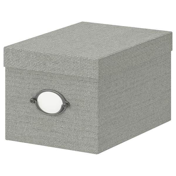 KVARNVIK Förvaringslåda med lock - grå 18x25x15 cm