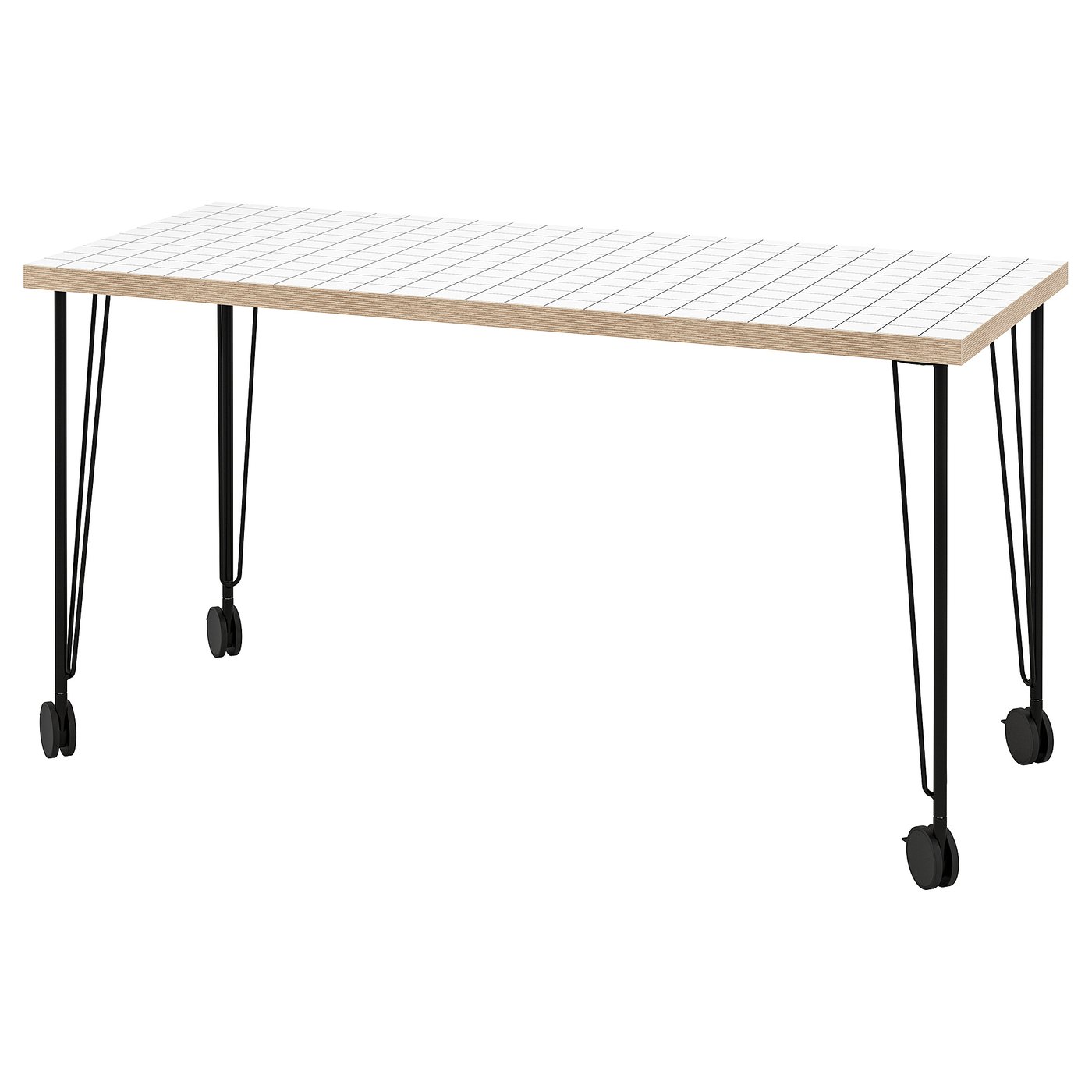 IKEA LAGKAPTEN / KRILLE skrivbord, vit antracit/svart, 140x60 cm