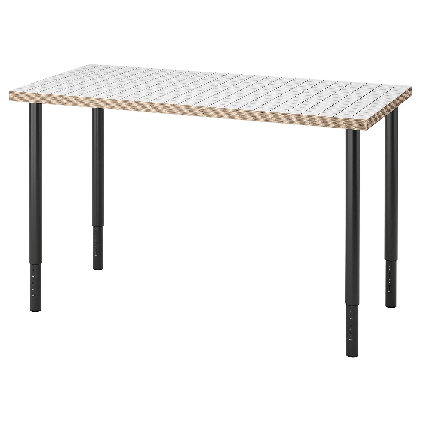 IKEA LAGKAPTEN / OLOV skrivbord, vit antracit/svart, 120x60 cm