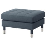 LANDSKRONA grå fotpall, tuftad design, kromade ben, polyester.