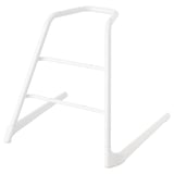 Vitt justerbart stolsstativ med stål och plast, robust design för ojämna ytor.