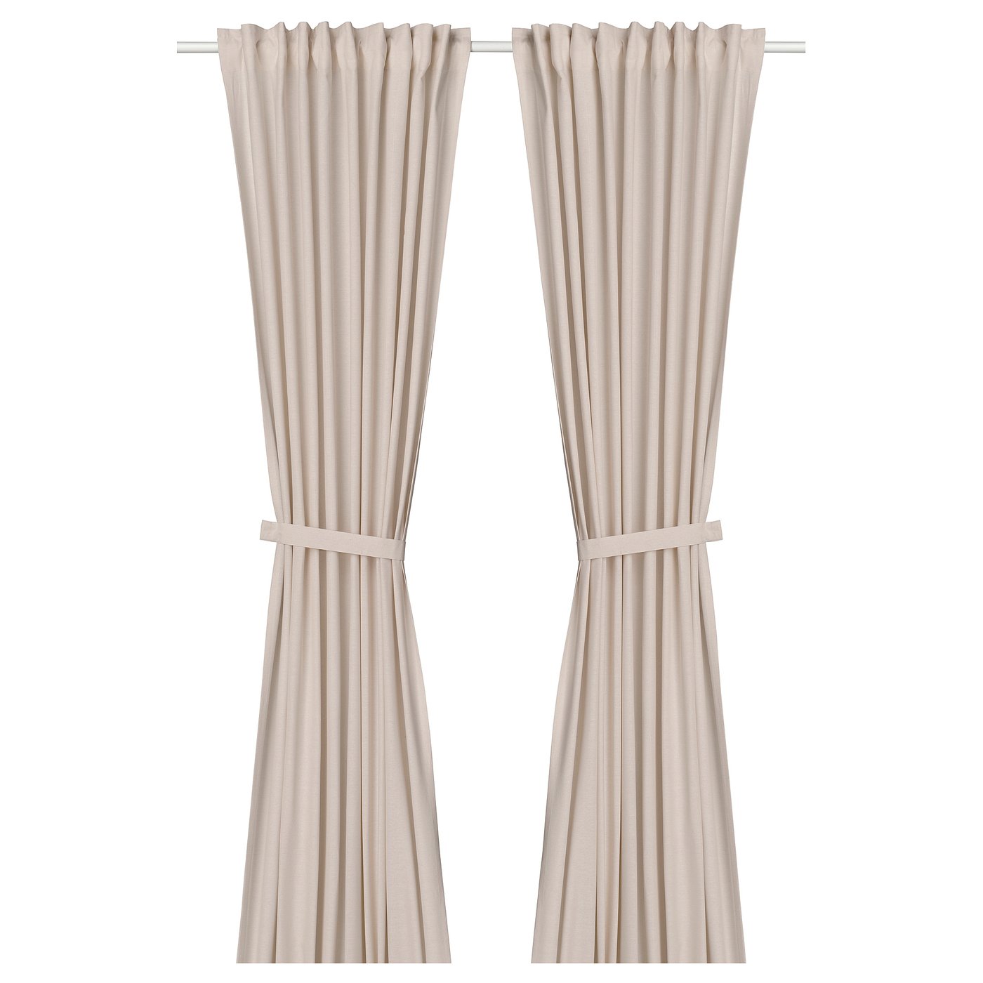 IKEA LENDA gardiner med omtag, 1 par, ljusrosa/med veckband, 140x250 cm