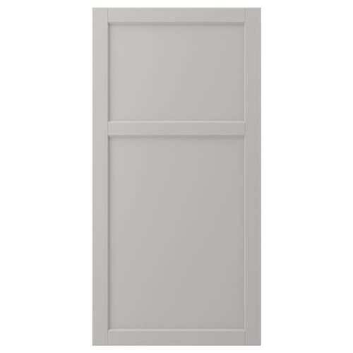 LERHYTTAN ljusgrå skåpslucka. Ram i massivt trä, fasade kanter, fanerpanel. Klassisk, traditionell design.