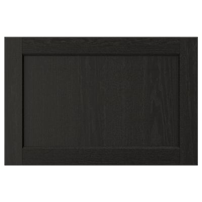 LERHYTTAN svart kökslucka, ram i massivt trä, panel i askfaner.