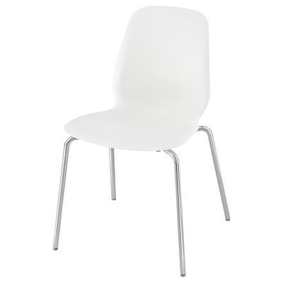 LIDÅS vit stol, kromade ben, sits i plast, snygg design.