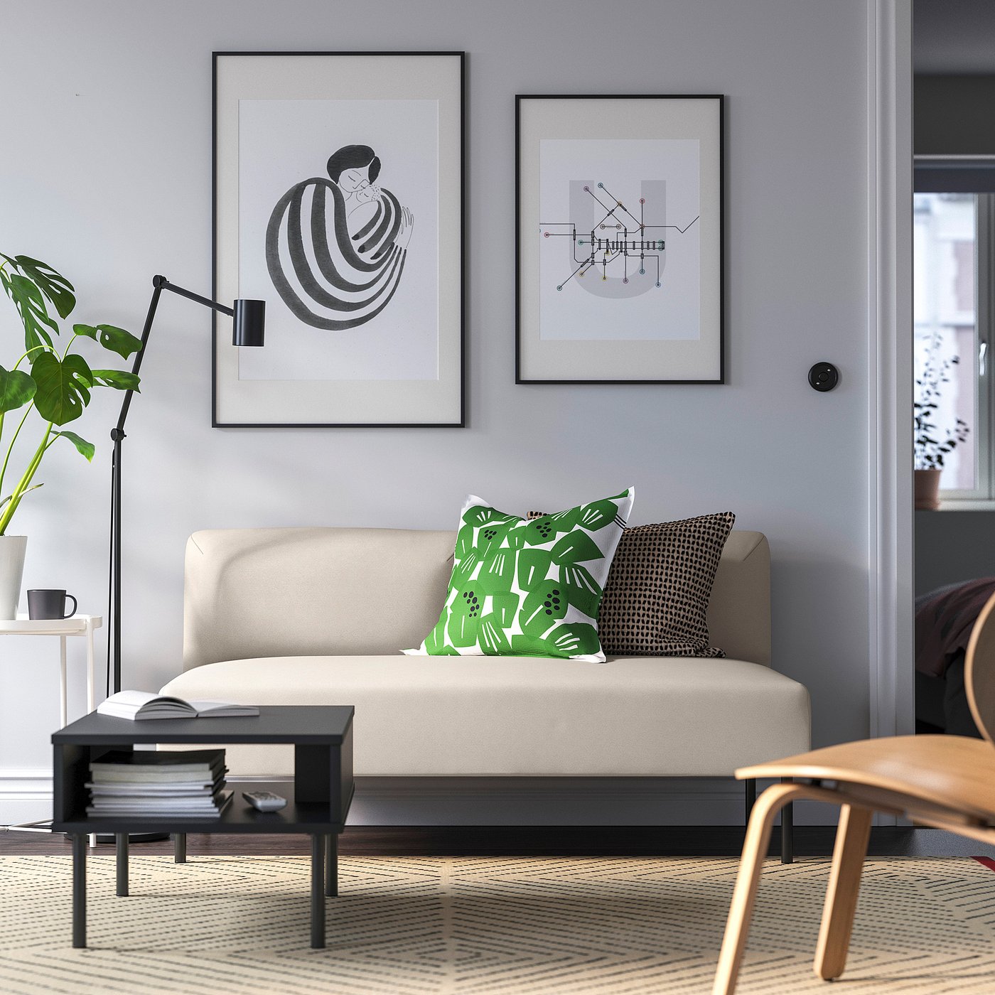 IKEA LILLEHEM 2-sitsmodul, vissle/beige metall, Vissle beige