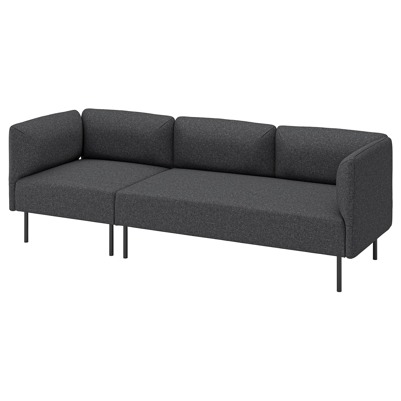 IKEA LILLEHEM 3-sits modulsoffa, gunnared/mörkgrå metall, Gunnared mörkgrå