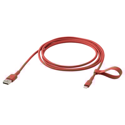 LILLHULT USB-A till lightning, röd, 1.5 m