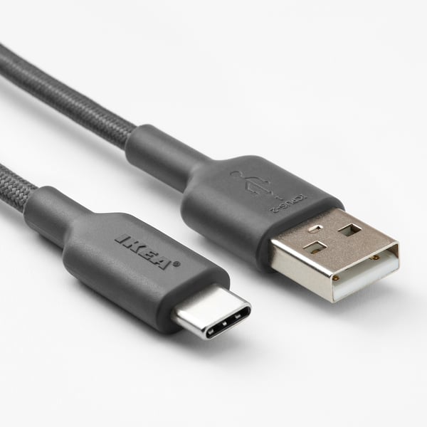 LILLHULT USB-A till USB-C, mörkgrå, 1.5 m