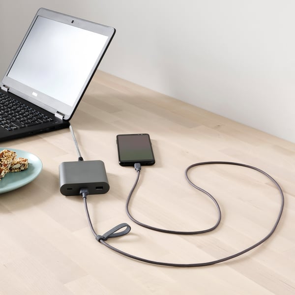 LILLHULT USB-A till USB-C, mörkgrå, 1.5 m