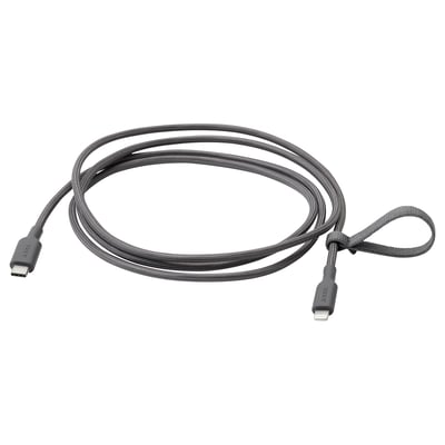 LILLHULT USB-C till lightning, mörkgrå, 1.5 m