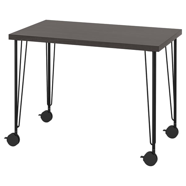LINNMON / KRILLE Skrivbord - svartbrun/svart 100x60 cm