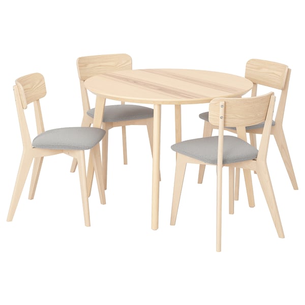 LISABO / LISABO Bord och 4 stolar - ask/Tallmyra vit/svart 105 cm