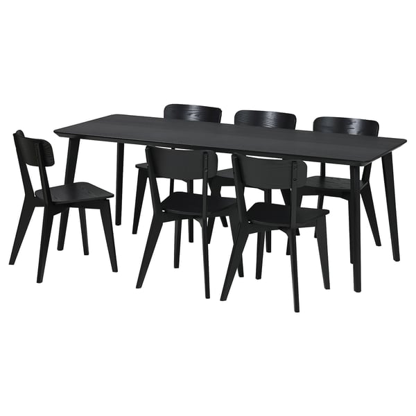 LISABO / LISABO Bord och 6 stolar - svart/svart 200 cm