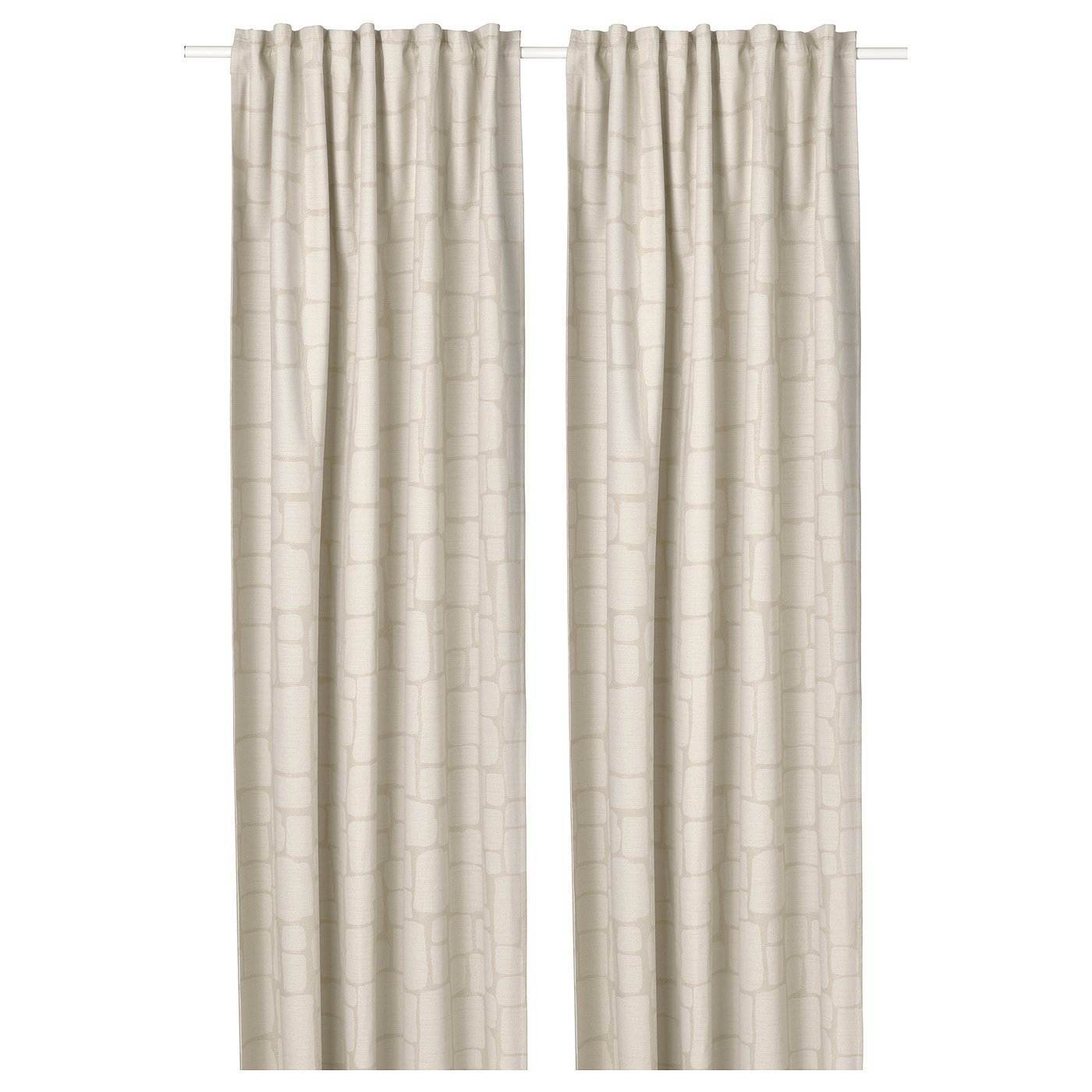 IKEA LÖNNSTÄVMAL mörkläggningsgardiner, 1 par, beige/med veckband, 145x250 cm
