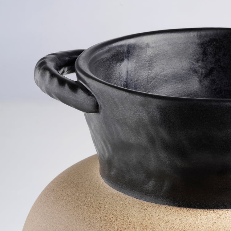 LOKALT Vas, beige svart/handgjord, 21 cm IKEA