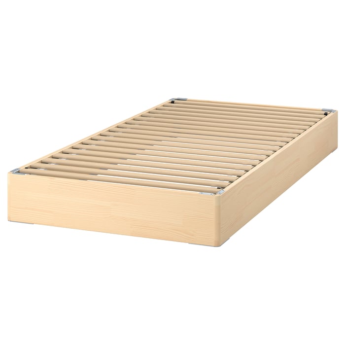 LYNGÖR madrassbotten med ribbor, inklusive ben och sänggavel/Tibbleby ...