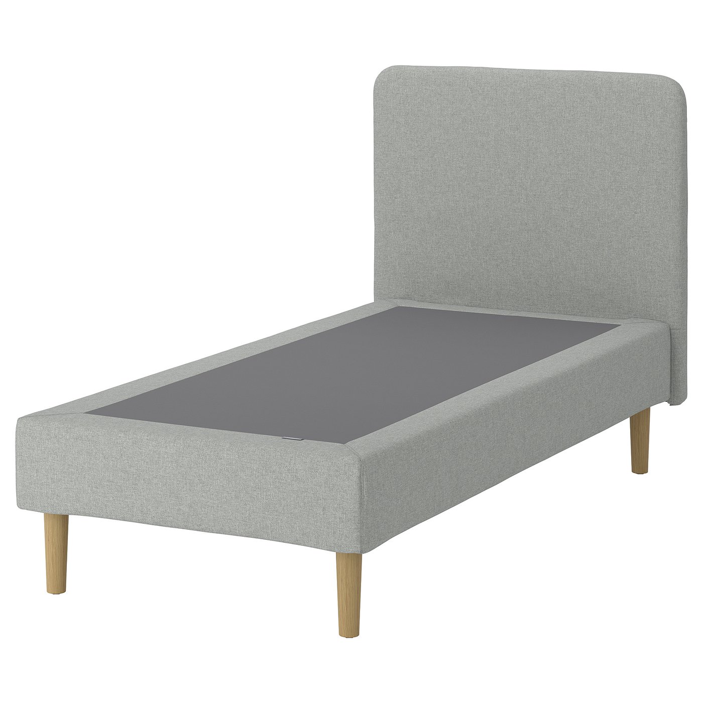 IKEA LYNGÖR madrassbotten med ribbor, inkl ben och sänggavel/tibbleby beige/grå, 90x200 cm