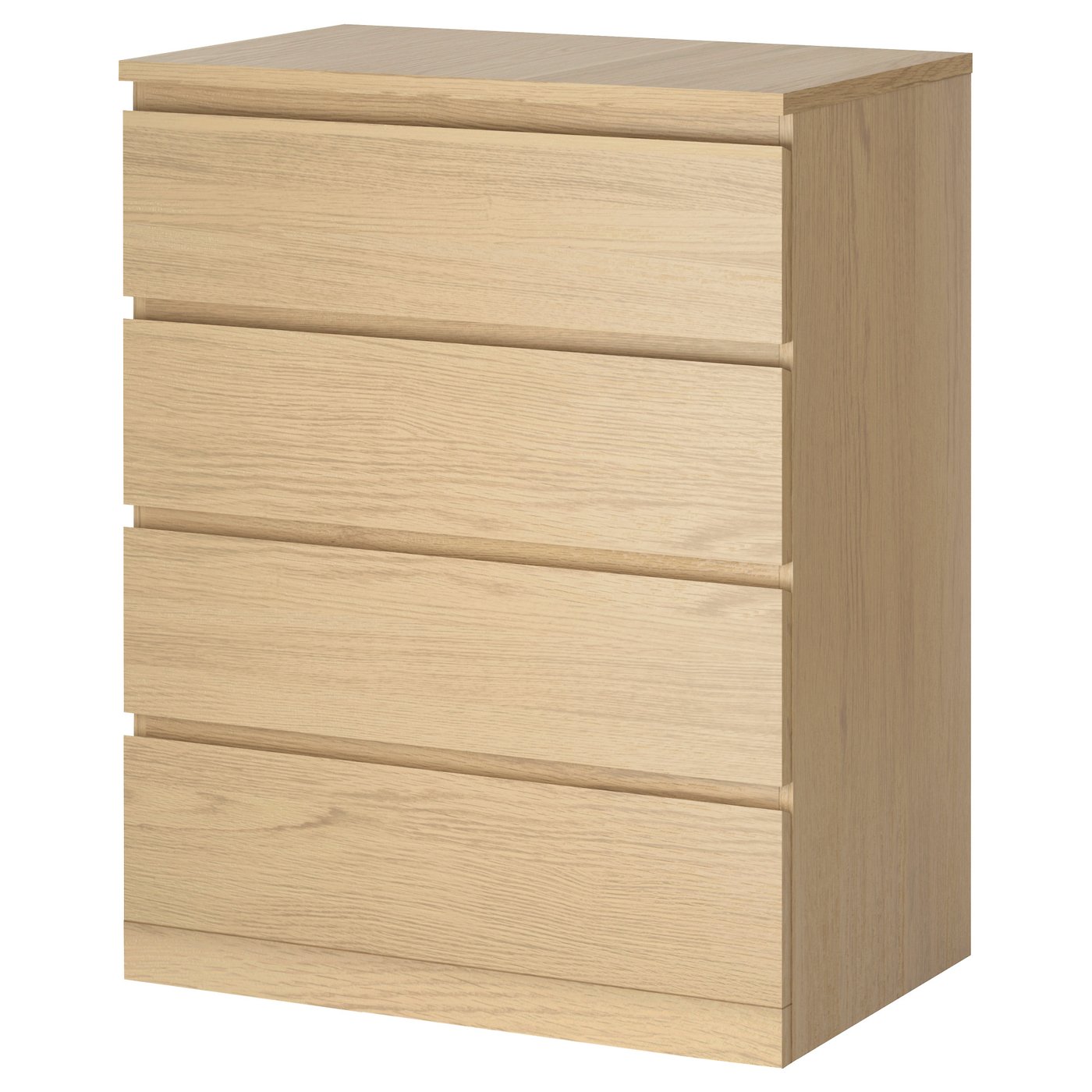 MALM Byrå med 4 lådor, vitlaserad ekfaner, 80x100 cm - IKEA