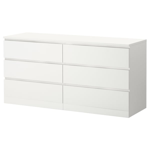 MALM Byrå med 6 lådor - vit 160x78 cm