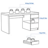 MALM Skrivbord, vit, 140x65 cm
