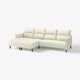 MANNARP krämfärgad soffa, modern design, hög rygg, mjuka kuddar, träben, L-formad.