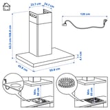 Illustration med mått för produkten: MATÄLSKARE.
