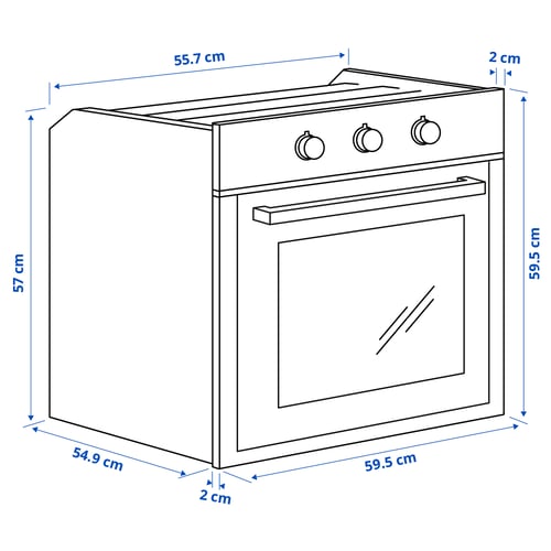 Illustration med mått för produkten: MATÄLSKARE.