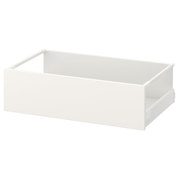 MAXIMERA vit låda. Modern design, rektangulär form, gjord av stål och spånskiva.