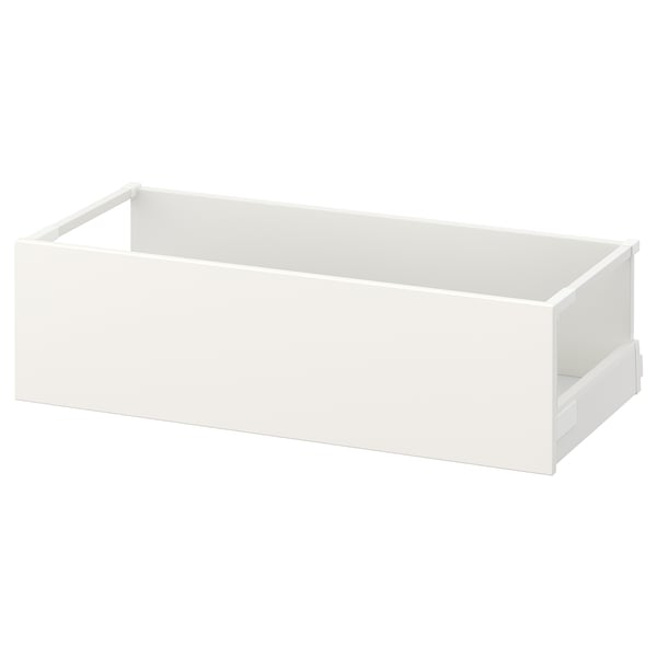 En vit MAXIMA-låda. Dess rektangulära, med en slät finish och enkel design, perfekt för förvaring.