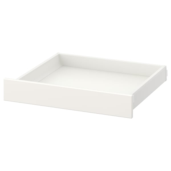 Lådan MAXIMA, vit, rektangulär, minimalistisk design, stål och spånskiva, släta kanter.