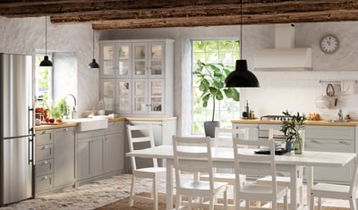 Ikea METOD ljusgrått köksskåp, rektangulära, fasade kanter.