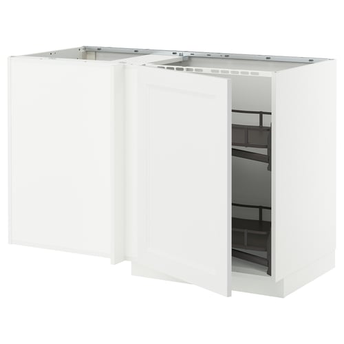Ett vitt METOD köksskåp med utdragbar hylla. Det är en modern design med en elegant finish.