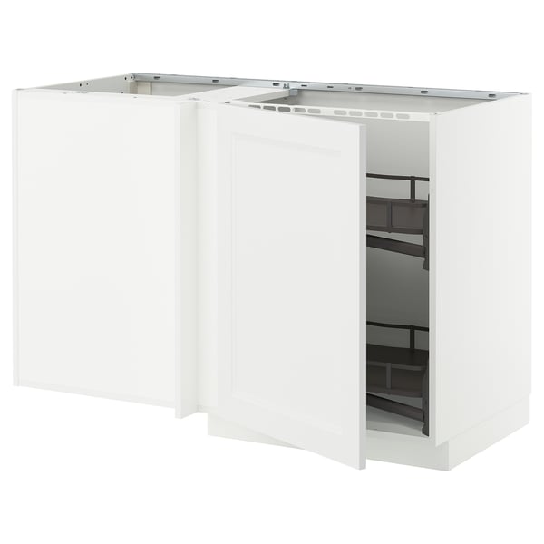 METOD Bänkhörnskåp m utdragbar inredning - vit/Axstad matt vit 128x68 cm