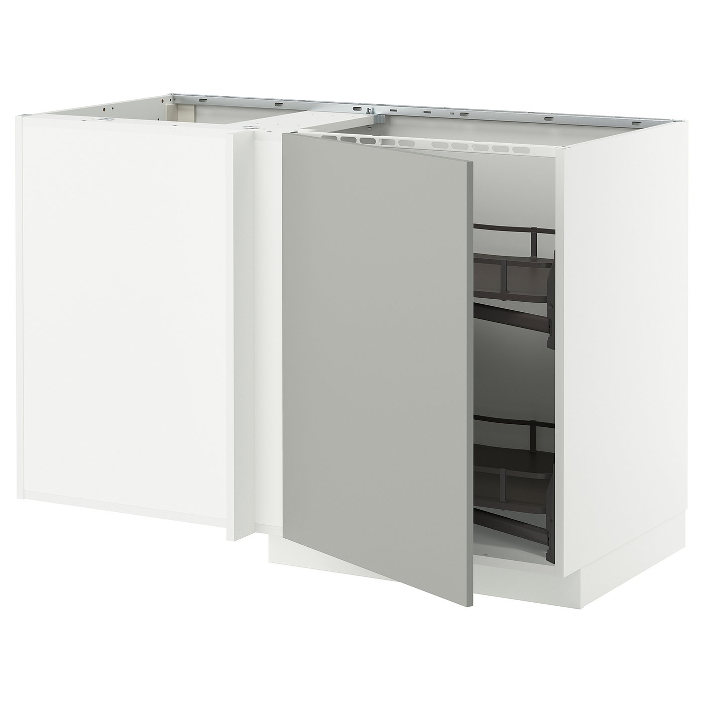 IKEA METOD bänkhörnskåp m utdragbar inredning, vit/havstorp ljusgrå, 128x68 cm