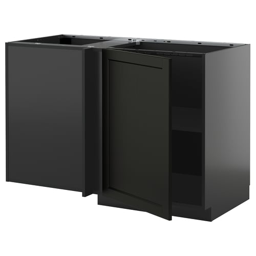METOD köksskåp i svart med fasade kanter, blank yta, fyrkantig form, modern design.