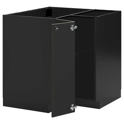 Svart köksskåpsset, modern design med robust spånskiva och metallgångjärn, inkluderar 2 dörrar, justerbara hyllor och 25 års garanti.