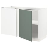 METOD köksskåp i vitt med grågrön dörr, fyrkantig form, modern design.