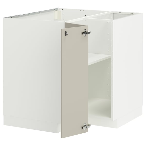 METOD Bänkhörnskåp med hyllplan - vit/Stensund beige 88x88 cm
