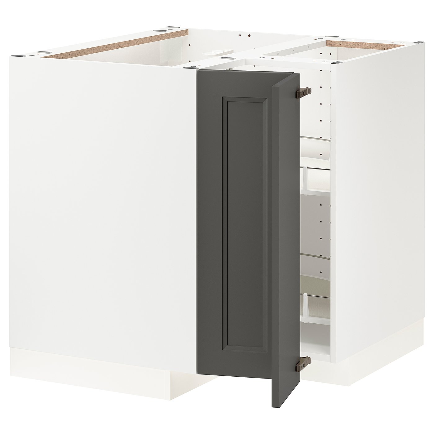 IKEA METOD bänkhörnskåp med karusell, vit/axstad mörkgrå, 88x88 cm