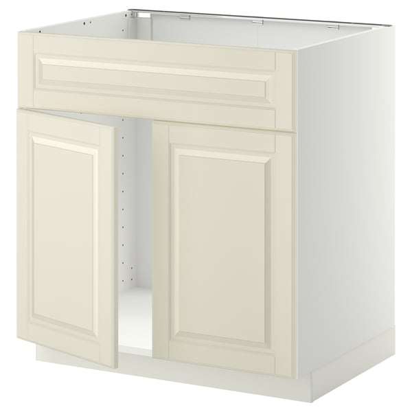 METOD Bänksk f diskbänk m 2 dörrar/front - vit/Bodbyn off-white 80x60 cm